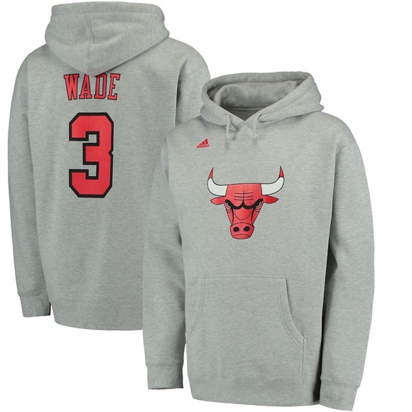 adidas Other - Adidas Dwyane Wade Chicago Bulls Heathered Gray Name and Number Pullover Hoodie